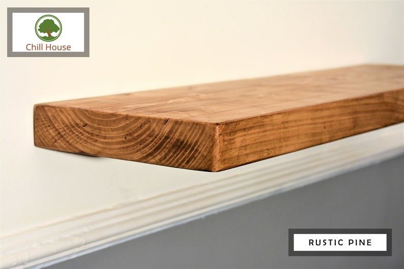 Rustic Floating Shelf Solid Wood Chunky Handmade with Brackets Etsy