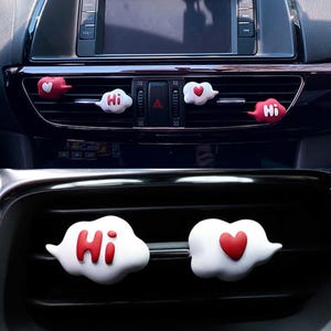 Chat Bubble Cloud - Ensemble 2 en 1 de clips de ventilation pour voiture | Décoration de voiture en plâtre mignonne et amusante/agrafe pour parfum de voiture/accessoires de voiture/Dessin animé en plâtre