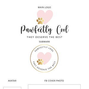 Paw Logo Design - Dog Paw Logo - Paw Heart Logo - Paw Logo - Pet Logo - Cute Paw Logo