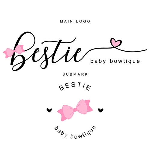 Hair Bow Logo Design Premade Bow Logo Pink Bow Logo Cute - Etsy