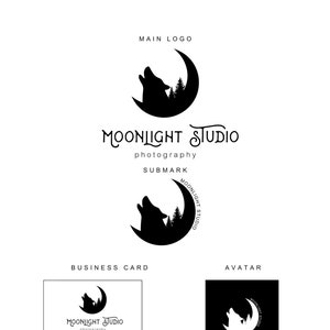 Wolf Logo - Howling Wolf Logo - Pine Tree Logo - Photography Logo - Home Decor Logo - Wolf Moon Logo
