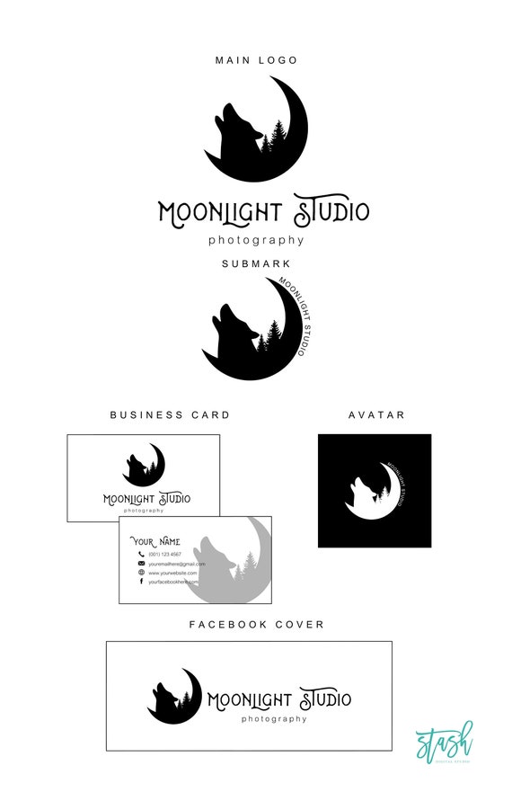 Wolf Logo Howling Wolf Logo Pine Tree Logo Photography Etsy