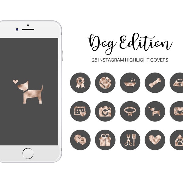 Dog Instagram Story Highlight Covers - Gold Dog Highlight Icons