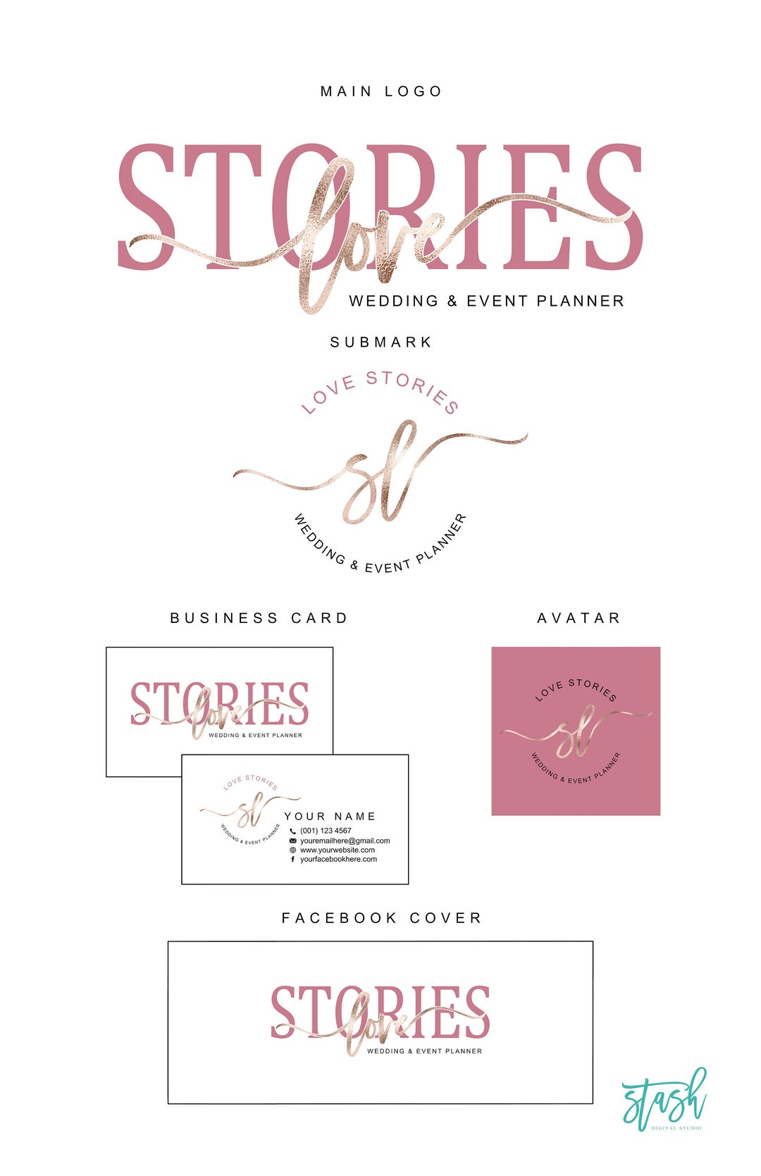 Gold Foil Script Logo Event Planner Logo Blog Logo Wedding Planner Logo ...