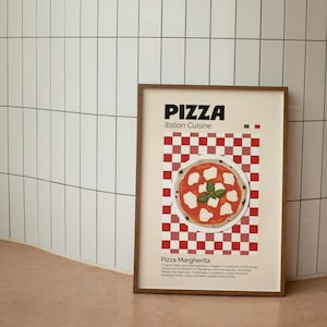 Impresión de pizza • Póster de cocina de Italia • Impresión de pizza retro