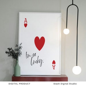 Muurkunst I'm So Lucky • Speelkaartposter • Hartenaas-poster