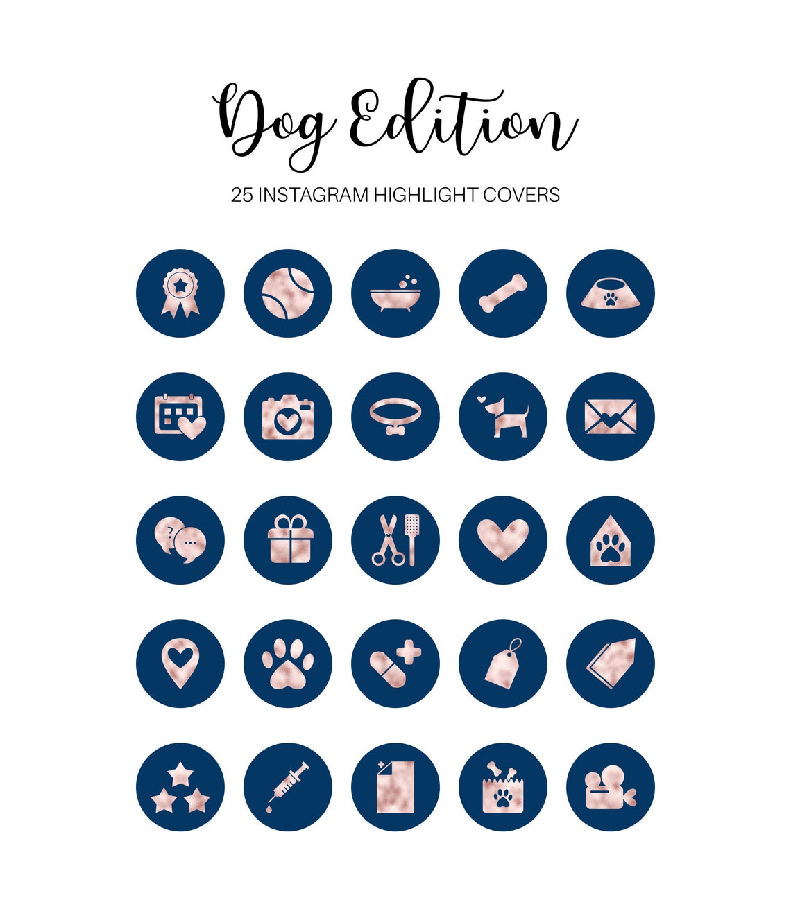 Dog Instagram Story Highlight Covers Rose Gold Dog Highlight Etsy
