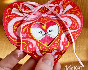 Biglietto di San Valentino con sigilli nel cuore: cartolina di San Valentino fai da te stampabile (PDF)