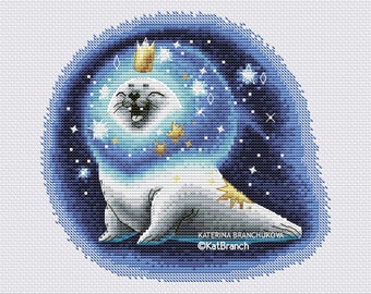 Cross Stitch Zodiac Pattern Lion, Seal zodiac Cross Stitch, Zodiac Cross stitch collection, Cross Stitch Chart, Needlepoint Embroidery