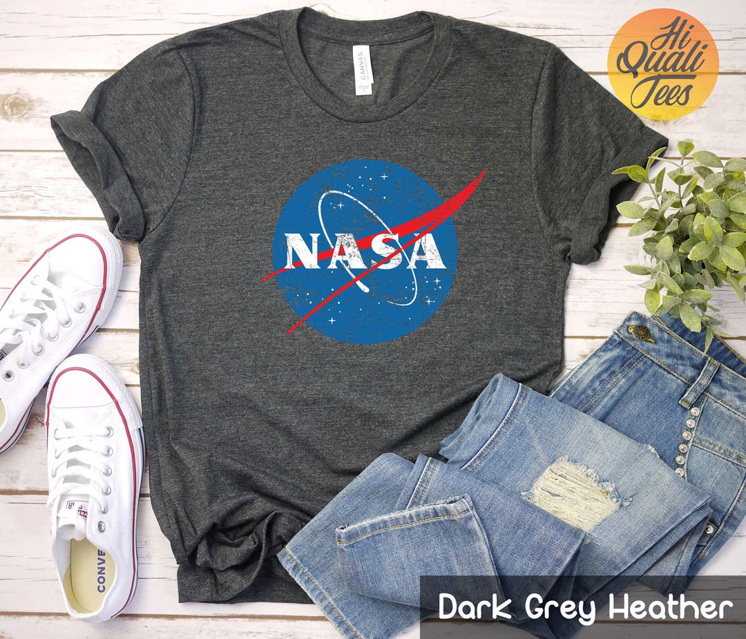 Distressed Vintage Nasa Logo Graphic T Shirt for Men and Women in White ...