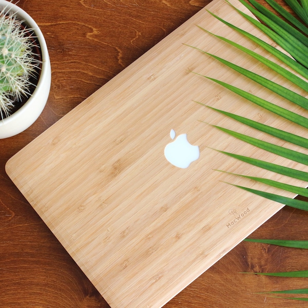Cover MacBook en bois véritable - Bambou
