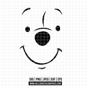 13 - Visage de Winnie l'ourson SVG, EPS, PNG - Vecteur clipart visage de Winnie l'ourson. Winnie l'ourson dtf. Images clipart de t-shirt Winnie l'ourson.