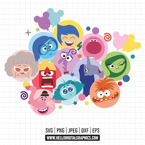 1529 - Todas las emociones de Inside Out 2 SVG, EPS, PNG - Personajes de Inside Out 2 Clipart Vector.