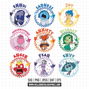 1525 - inside out 2 Pack bundle SVG, EPS, PNG - Inside Out 2 new Characters Clipart Vector.