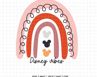874 - Disney Rainbow SVG, EPS, PNG - Mickeyy's Rainbow Clipart Vector. Disneyy Vibes-citaat dtf. Disney trips svg. Disney-team dtf