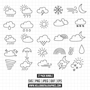 1279 - Weather SVG, Weather DXF, Weather PNG, Weather Clipart, Weather Silhouette, Weather svg Files for Cricut, Silhouette