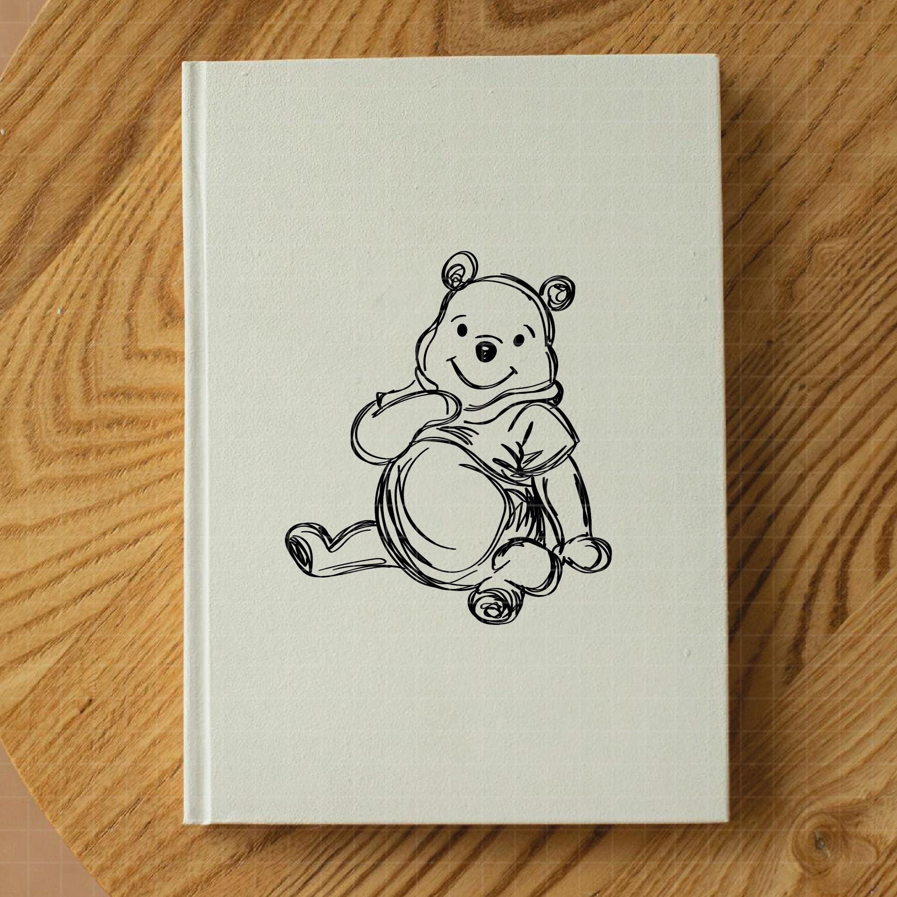 1112 - くまのプーさんが座っている落書き（SVG、EPS、Jpeg、DXF、PNG