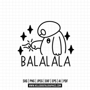 1205 - Baymax, Big hero line art Svg, Eps, Jpeg, Dxf, Png. Disneyy, Baymax Big hero Balalala dtf.