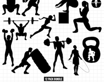 1354 - Crossfit svg files, Crossfit clipart silhouette, Weightlifting svg, Workout clipart, Cut files for Cricut, Files for Silhouette, Gym