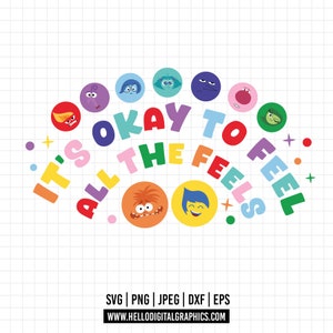 1470 - Sentences with inside out 2 SVG, EPS, PNG - Characters of emotions with phrases inside out 2 Clipart Vector.
