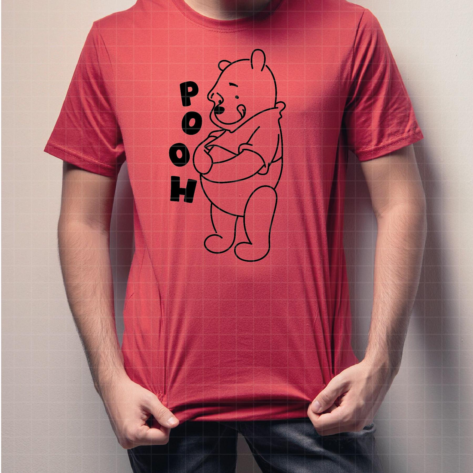 1099 - 名前入りくまのプーさん線画 SVG、Eps、Jpeg、Dxf、Png