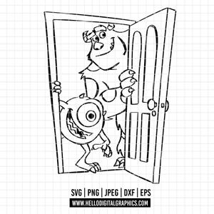 3283 - Monster inc SVG, EPS, PNG - Disneey Monster inc Mike Wazowski and Sullivan clipart vector. Monster inc. silhouettes dtf