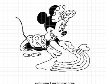 3286 - Minnie painting SVG, EPS, PNG - Classic Minniie of Disneey Clipart Vector. minnie empowered clipart svg.