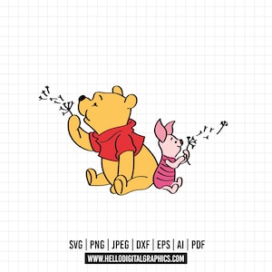 1117 - Winnie the pooh and piglet dtf full color Svg, Eps, Jpeg, Dxf, Png. Disneyy classic, Winnie the pooh dtf.