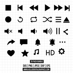 1287 - muziekpictogrammen svg, volumeknop SVG, afspeelknoppen svg, muziekspeler svg, Spotify svg, afspeelpauze, zangglas, audiobediening