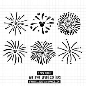 1969 - Magic fireworks mickeey pack bundle SVG, DTF, PNG - Disneey fireworks Clipart Vector. Fireworks icons of magic kingdom svg.