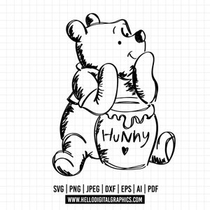 1079 - Winnie the pooh SVG, pooh svg, vector de Winnie the Pooh, clipart de Winnie the pooh Vector, baby shower svg, clásico pooh svg