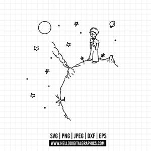 89 - The Little Prince and the moon SVG, EPS, PNG -  The Little Prince and the moon Clipart Vector. the little prince dtf