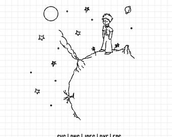 89 - The Little Prince and the moon SVG, EPS, PNG -  The Little Prince and the moon Clipart Vector. the little prince dtf