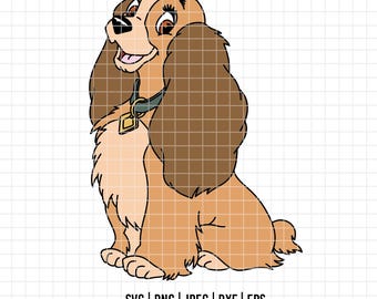 May include: A cartoon illustration of a dog, featuring tan and brown fur, with large floppy ears and a collar. The dog is sitting and looking to the side. The image includes the text "SVG | PNG | JPEG | DXF | EPS" and "WWW.HELLODIGITALGRAPHICS.COM".