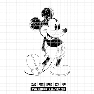 524 - Mickey eterno SVG, PNG, EPS - Imágenes prediseñadas clásicas de Mickey. Arte lineal de Mickey. Mickey dtf. Mickey contorno svg.