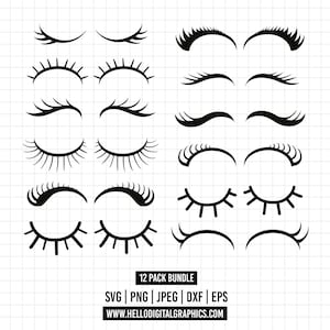 Puede incluir: Un conjunto de 12 ilustraciones de pestañas en blanco y negro en varios estilos. Las ilustraciones son perfectas para proyectos de manualidades, scrapbooking y diseño digital. 12 PACK BUNDLE SVG | PNG | JPEG | DXF | EPS WWW.HELLODIGITALGRAPHICS.COM