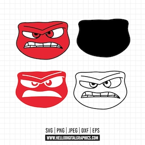 1495 - Anger pack bundle Inside Out 2 SVG, EPS, PNG - Characters inside out fury dtf Clipart Vector. Inside Out 2 digital Download