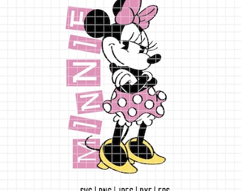 1802 - Minnie's look SVG, EPS, PNG - Classic Minniie of Disneey Clipart Vector. minnie empowered clipart svg.