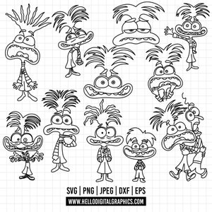 1500 - Anxiety pack bundle Inside Out 2 clipart SVG, EPS, PNG - Anxiety Clipart Vector. new characters inside out 2 Anxiety digital download