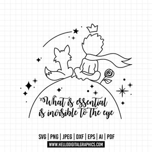 1368 -Le Petit Prince et le renard SVG/Le Petit Prince Svg/Le Petit Prince Clipart/Le Petit Prince Art/Fichier coupe Cricut, Silhouette