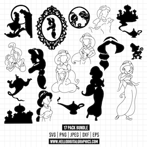 1360 - Jazmín Svg / Princesa Svg / Princesa india svg / Princesa árabe SVG / Clipart de jazmín / Aladdin svg / Princesa svg / silueta svg