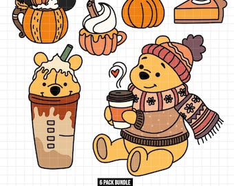 1564 - Winnie the pooh autumn SVG, EPS, PNG - Winnie the Pooh autumn picnic Clipart Vector. Pooh&#39;s autumn snack svg