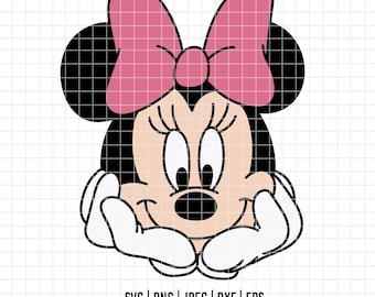 4056 - Klasyczna Minnie dtf w pełnym kolorze SVG, EPS, PNG - Disney Minnie Clipart Vector. Portrety Minnie clipart svg.