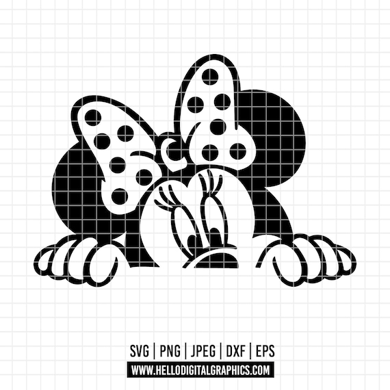 ミニー樣 20点 441 - ミニーが覗いている SVG、EPS、PNG - かくれんぼをするミニーの