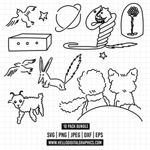 1259: de kleine prins en de vos SVG/de kleine prins Svg/de kleine prins Clipart/Le Petit Prince Art/Cut-bestand Cricut, silhouet