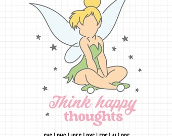 1054 - Tinker bell with quote dtf full color Svg, Eps, Jpeg, Dxf, Png. Disneyy, Peter Pan, Tinker Bell dtf.