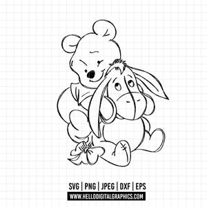 620 - Winnie l'ourson et le bourriquet SVG, png, EPS - clipart personnages Winnie l'ourson. Winnie l'ourson et ses amis dtf. Ourson dtf. Bourriquet dtf.