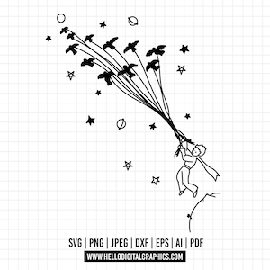 1260 De kleine prins en de vos SVG/de kleine prins Svg/de kleine prins Clipart/Le Petit Prince Art/Cut-bestand Cricut, silhouet