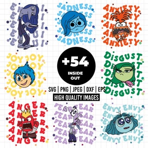1528 - Inside out 2 Pack bundle SVG, EPS, PNG - Inside Out 2 new Characters Clipart Vector. Pack bundle vectorized