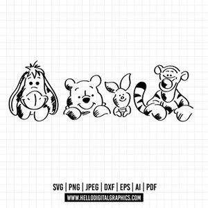 1070 - Winnie the pooh SVG, pooh svg, vector de Winnie the pooh, clipart de Winnie the pooh Vector, baby shower svg, clásico pooh svg
